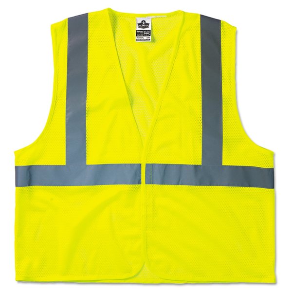 Ergodyne GloWear 8210HL Class 2 Economy Vest, Polyester Mesh, Hook Closure, Large to X-Large, Lime 21025